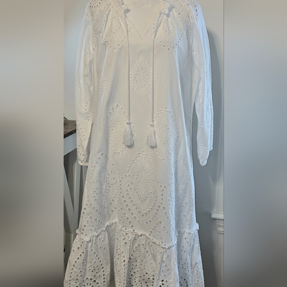 Soft Surroundings Midi Eyelet City Of Gardens Dress Women's Sz Med - Picture 2 of 8